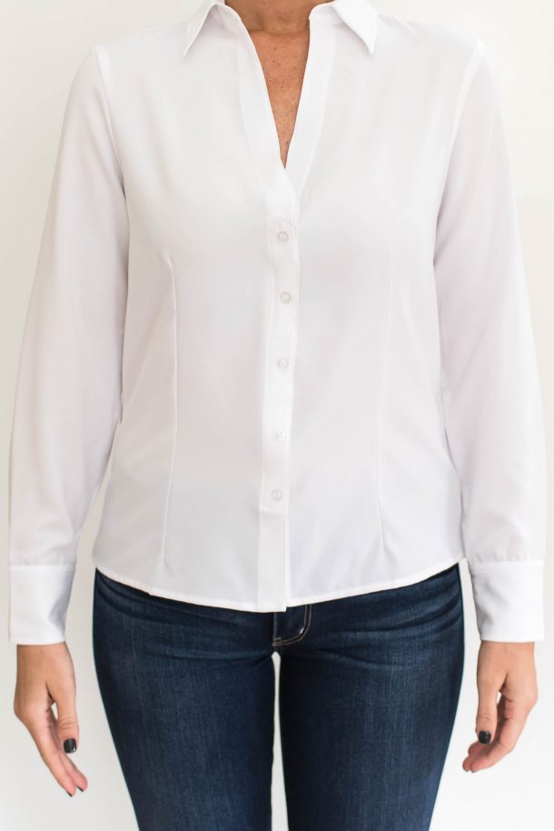 Women's White Snow Long Sleeve Blouse - Smart Adaptive Clothing