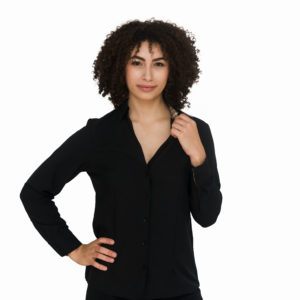 Women’s Black Long Sleeve Adaptive Blouse